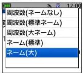周波数(ネームなし) 周波数(標準ネーム) 周波数(大ネーム) ネーム(標準) ネーム(大)