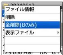 ファイル情報 削除 全削除(Bのみ) 表示ファイル