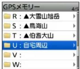 GPSメモリー R : ▲大雪山旭岳 S : ▲鳥海山 T : ▲伯耆大山 U : 自宅周辺 V : W :