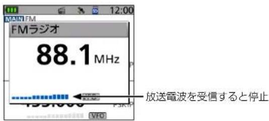 MAIN FM FMラジオ 88.1 MHz 放送電波を受信すると停止