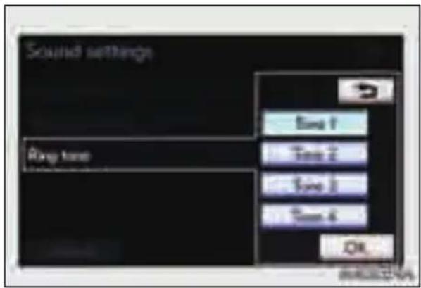 Sound settings Ring tone Sound 1 Sound 2 Sound 3 Sound 4 OK