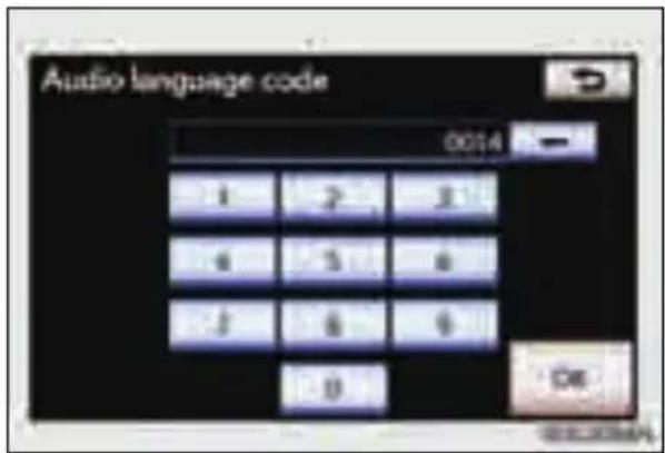 Audio language code 0014 1 2 3 4 5 6 7 8 9 OK