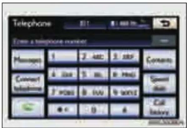 Telephone Enter a telephone number Messages 1 2.482 3.887 Contents Connect tionshms A Size B Max C Max D 7 PONS B NAV N NONE Call C E D A Show