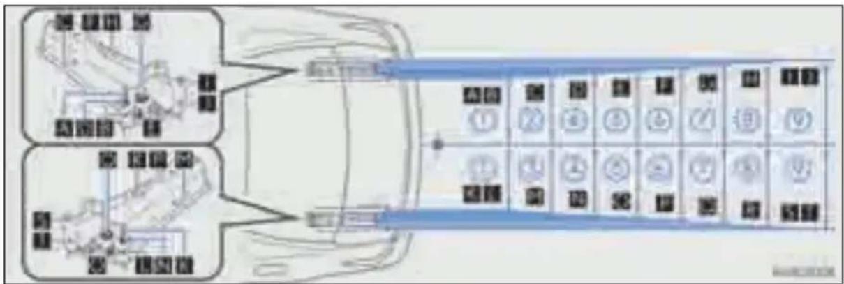 LEXUS GS 450h (2012) - Vilkšanas āka / sakabes un āka lodes uzstādīšanas stāvokļi - 1