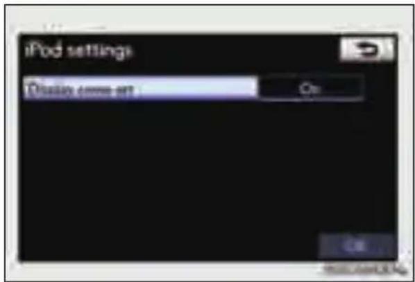 iPod settings Display comm-et OK Cancel