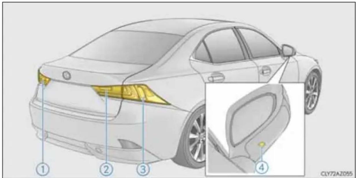 LEXUS IS 300h (2013) - Spuldžu atrašanās vietas - 3