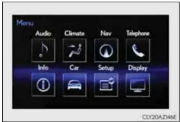 Menu Audio Climate Nav Telephone Info Car Setup Display CLY20AZ146E