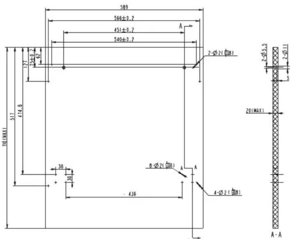 589 566±0.2 451±0.2 540±0.2 A 127 7±0.2 62 710 (MAX) 517 (74.8) 38 30 436 2-Ø2(Ø18) 2-Ø5.5 2-Ø11 20(MAX) A-A 8-Ø2(Ø18) A A 4-Ø2(Ø18)