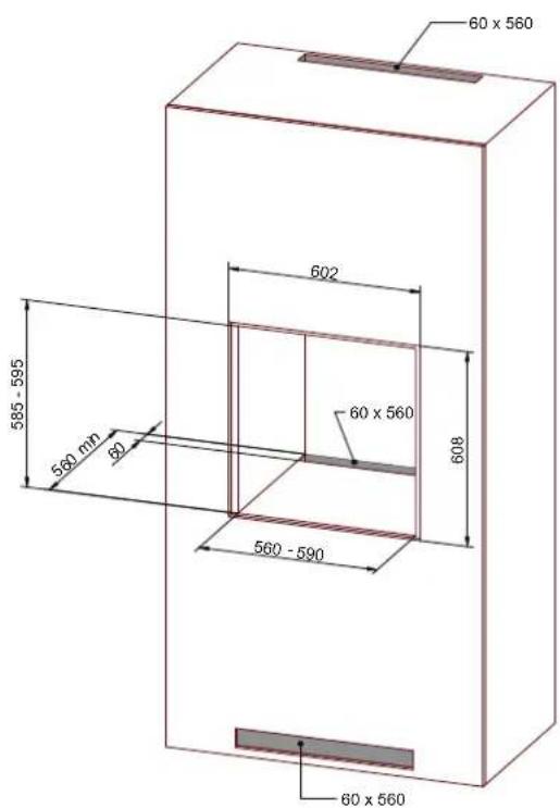 60 x 560 602 60 x 560 608 585 - 595 560 mm 80 560 - 590 60 x 560