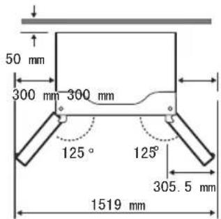 50 mm 300 mm 300 mm 125° 125° 305.5 mm 1519 mm