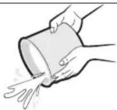 Illustration of hands pouring liquid from a cylindrical container (no text or symbols)