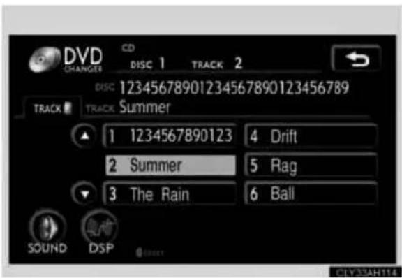 DVD CHANGER CD DISC 1 TRACK 2 DISC 12345678901234567890123456789 TRACK TRACK Summer 1 1234567890123 4 Drift 2 Summer 5 Rag 3 The Rain 6 Ball SOUND DSP