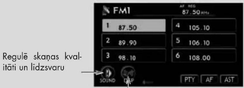 FM1 AF REG 87.50MHz 1 87.50 4 105.10 2 89.90 5 106.10 3 98.10 6 108.00 Regulē skanas kvalitāti un līdzsvaru 30UND DAP PTY AF AST