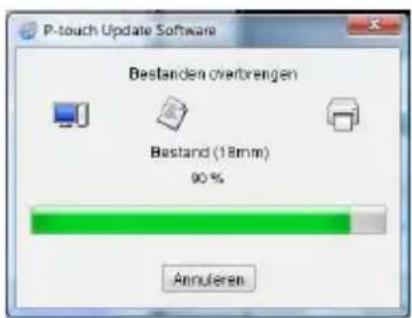 P-touch Update Software Bestanden overbrengen Bestand (18mm) 90 % Annulera