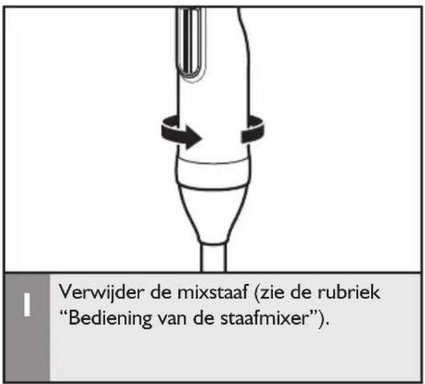 Verwijder de mixstaaf (zie de rubriek "Bediening van de staafmixer").