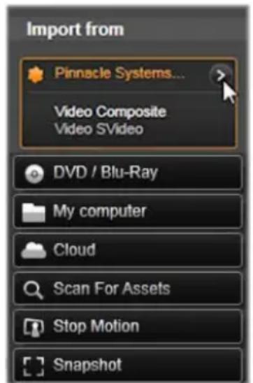 PINNACLE Studio 16 Ultimate - Importeren van analoge bronnen - 1