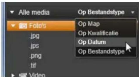 Alle media Foto's .jpg .jpg .png .tif Video Op Bestandstype Op Map Op Kwalificatie Op Datum Op Bestandstype