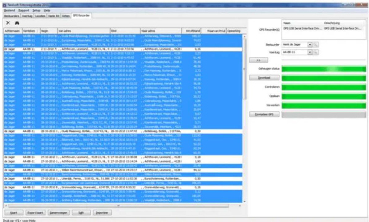 Nedsoft RittenRegistratie 2013 Pro - Rien van GPS recorder Importeren: - 1