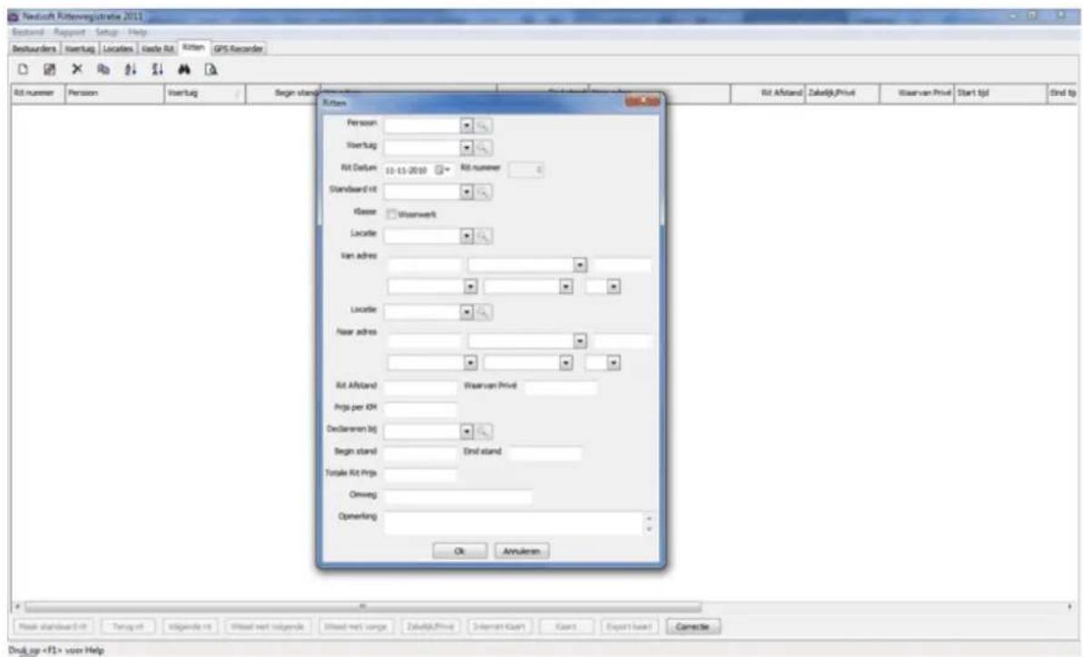 Nedsoft RittenRegistratie 2013 Pro - Handmag een eerste rit invoeren: - 1
