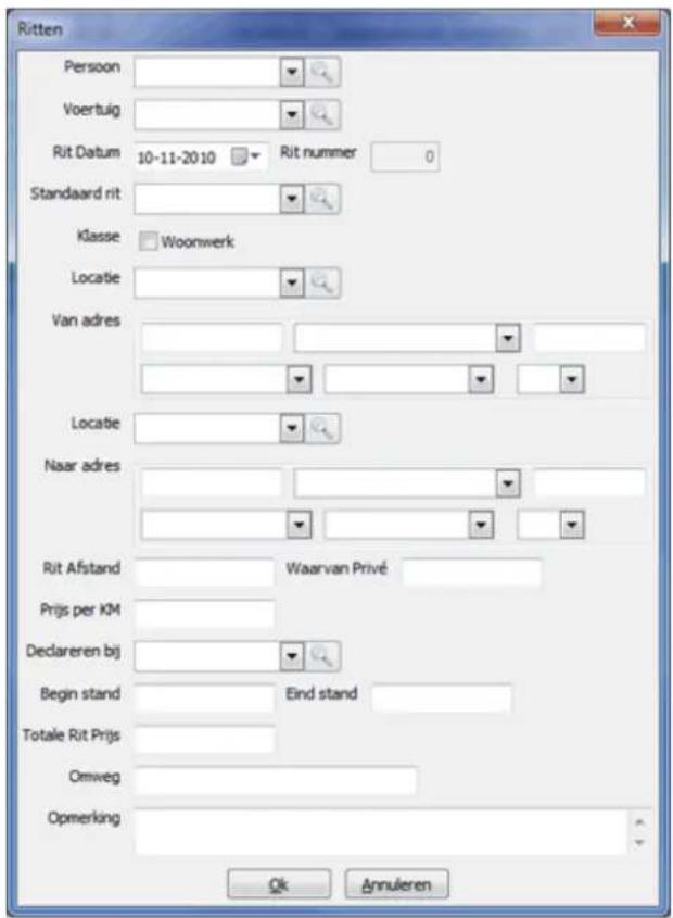 Nedsoft RittenRegistratie 2013 Pro - Handmag een eerste rit invoeren: - 2