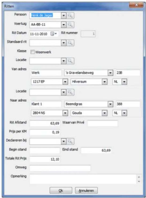 Nedsoft RittenRegistratie 2013 Pro - Handmag een eerste rit invoeren: - 3