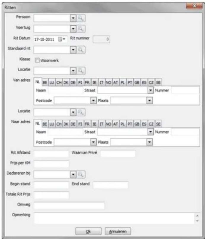 Nedsoft RittenRegistratie 2012 Pro - Handmag een eerste rit invoeren: - 2