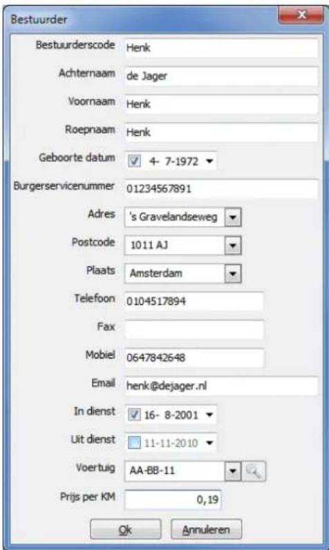 Nedsoft RittenRegistratie 2012 Pro - Nieuwe bestuurder aanmaken - 1