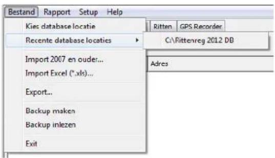 Nedsoft RittenRegistratie 2012 Pro - Database locae opgeven. - 1