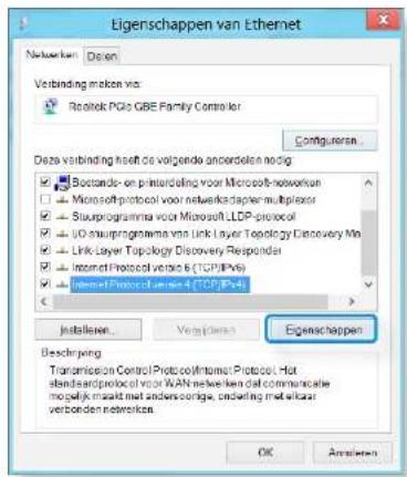 SAMSUNG NP530U3C - Selecteer Internet Protocol versie 4(TCP/IPv4) in de lijst met netwerkcomponenten en klik op Eigenschappen. - 1