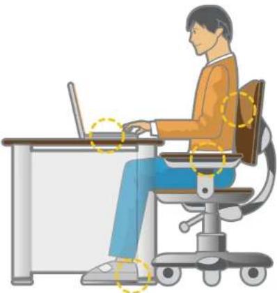 SAMSUNG NP700Z7CH - De hoogte van uw bureau en stoel instellen in overeenstemming met uw lengte. - 1