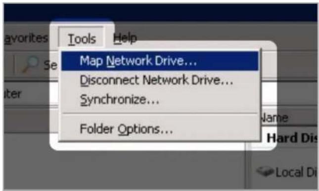 Map Network Drive... Disconnect Network Drive... Synchronize... Folder Options...