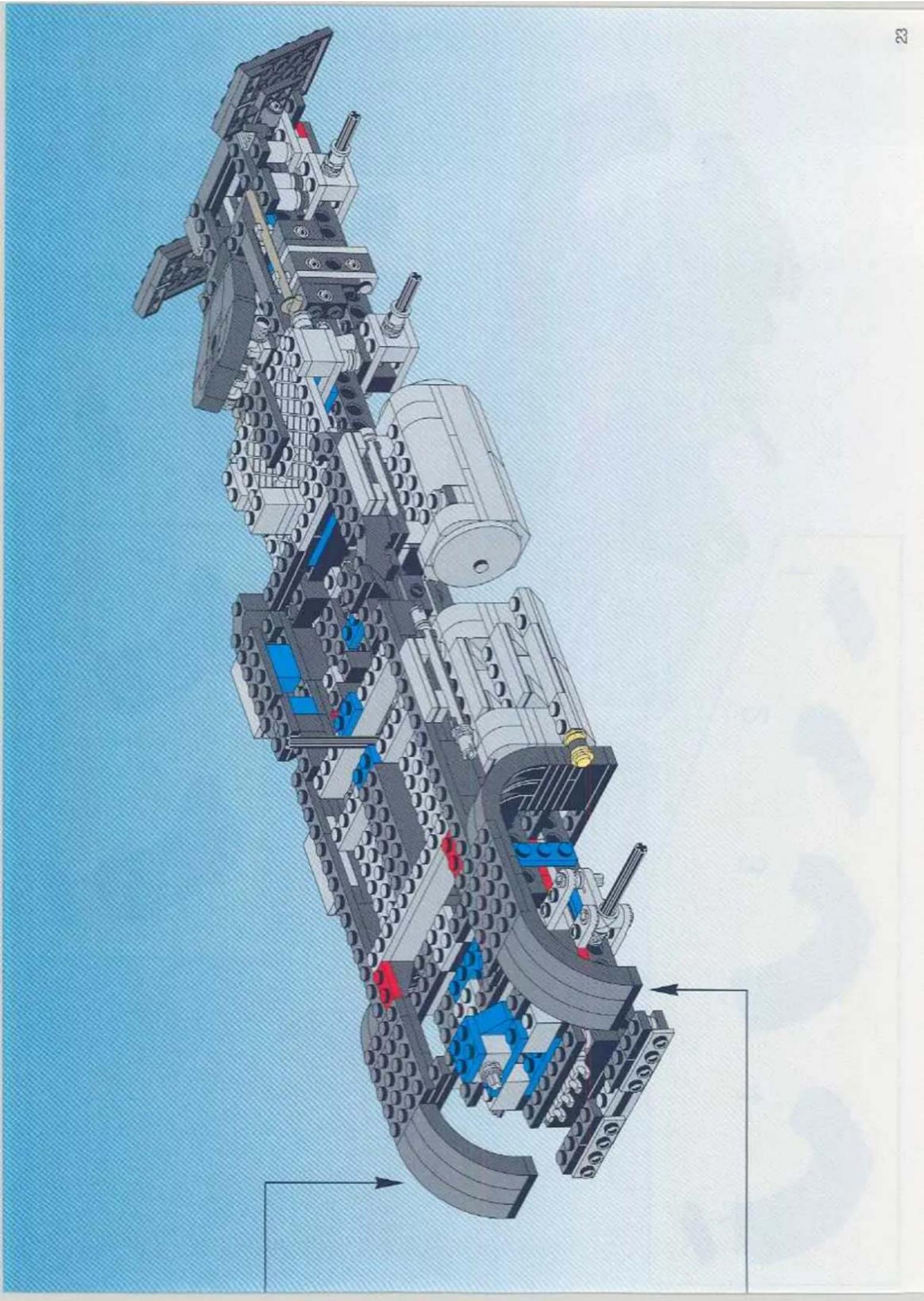 Technical illustration of a mechanical assembly with multiple blocks and gears, no visible text or symbols