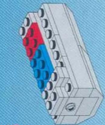 3D mechanical component with red and blue blocks, no visible text or symbols