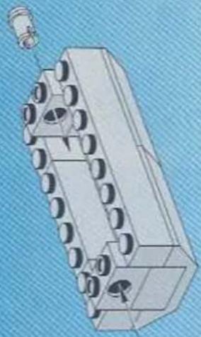 3D technical illustration of a mechanical component with mounting holes and a cylindrical pin (no text or symbols)