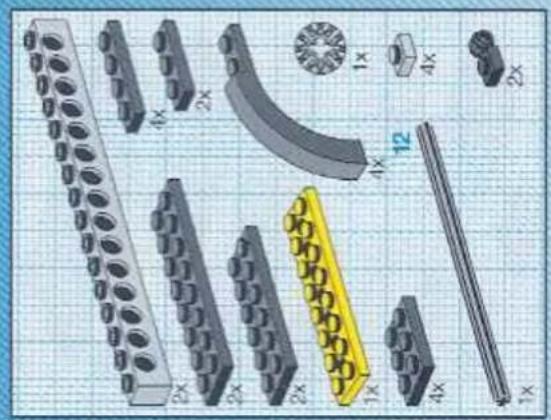 Exploded view diagram of mechanical components on grid paper (no text or labels)