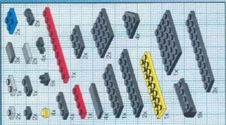 Collection of LEGO brick blocks arranged on grid paper, no text or symbols visible