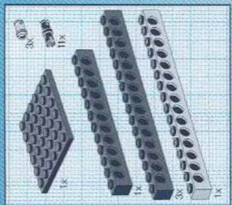 Technical illustration of four different mechanical components with bolt holes, shown on grid paper (no text or symbols)