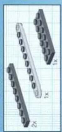 Three 3D mechanical components with bolt holes, shown on grid paper (no text or symbols)