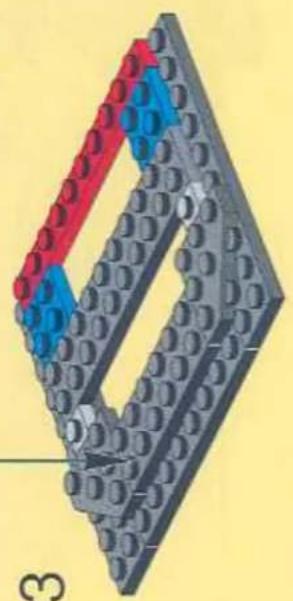 3D diagram of a LEGO structure with red and blue components, no text or symbols present