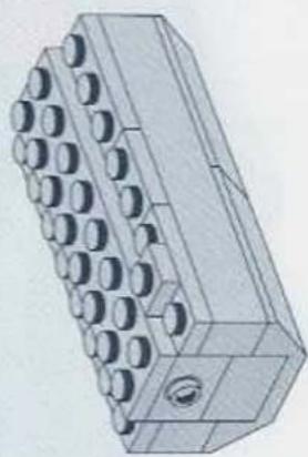 Technical line drawing of a mechanical component with circular holes and a central mounting hole (no text or symbols)