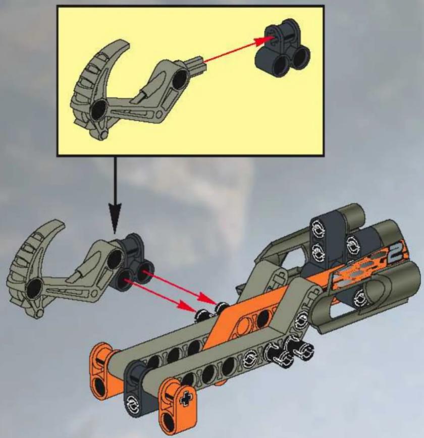 Technical diagram illustrating a mechanical assembly process with labeled components and directional arrows indicating assembly steps.