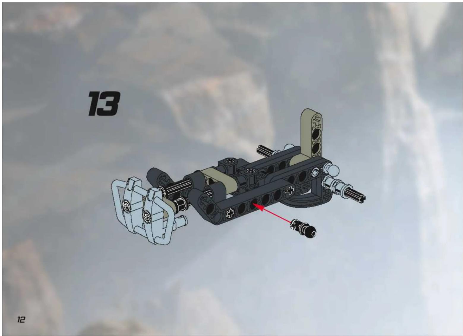 3D mechanical assembly diagram with labeled part '13' and red arrow indicating direction (no readable text or symbols)