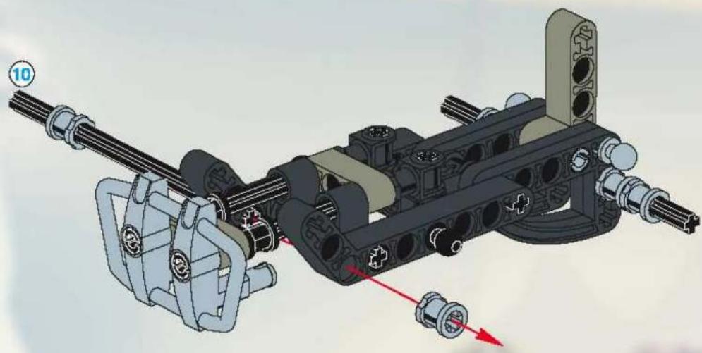 Mechanical assembly diagram showing a shaft and housing assembly with directional arrows indicating motion (no text or symbols present)