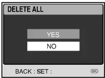 DELETE ALL YES NO BACK : SET :