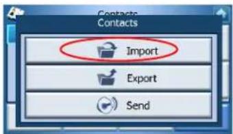 Contacts Contacts Import Export Send