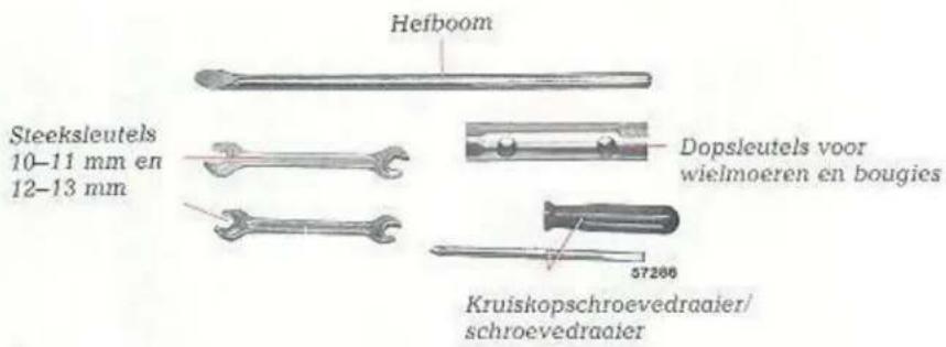 Heifboom Steeksleutels 10–11 mm en 12–13 mm Dopsleutels voor wielmoeren en bougies Kruiskopschroevedraaier/ schroevedraaier
