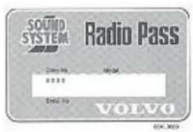 SOUND SYSTEM Radio Pass Volume No. 100 Volume 100 VOLVO 024-3629