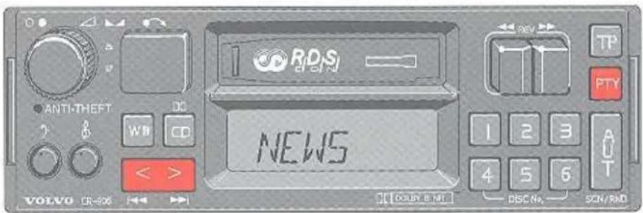 RDSi ANTI-THEFT DC WB CD < > NEWS VOLVO CR-906 COLBY BNT REV TP PTY 1 2 3 4 5 6 DISC No. — SCN/RND
