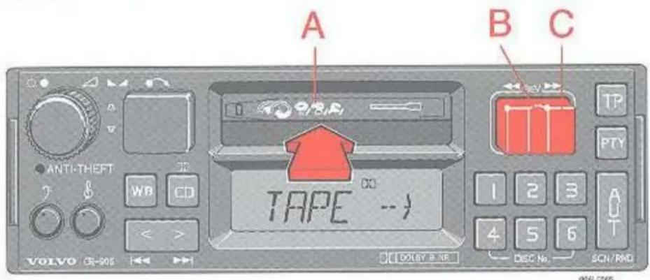 A B C ANTI-THEFT WR CD TAPE -- VOLVO CR-906 DOLAY 8.15 TP PTY 1 2 3 4 5 6 DISC No SCN/RMD