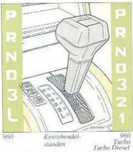 PRND3L 960 Keuzehendel- standen 960 Turbo Turbo Diesel PRND321